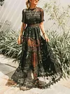 See-Through Short Sleeves Maxi Dress