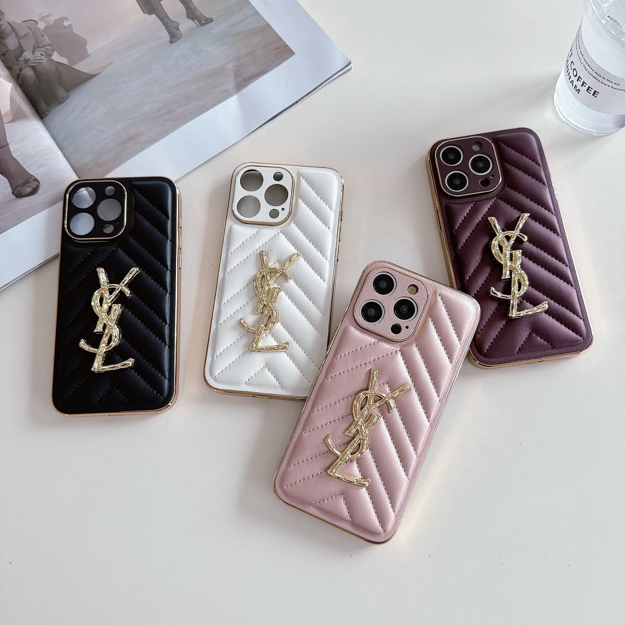 YSL Luxury Loulou In Quilted Leather Electroplating Apple iPhone Case