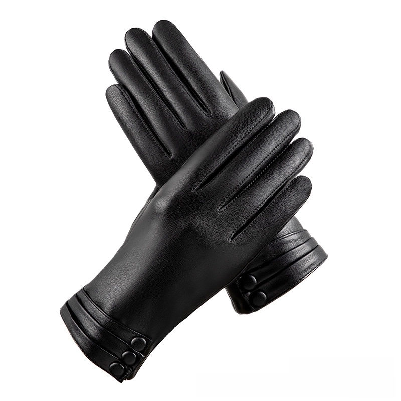 Gloves Ladies Winter Outdoor Warm Gloves Velvet Touch Screen Driving Electric Car Gloves PU Leather Gloves
