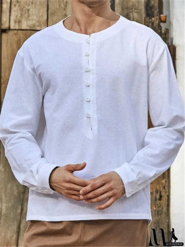 Round Neck Simple Long Sleeve Shirts