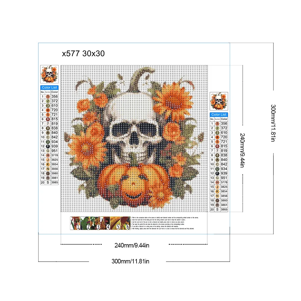 Diamond Painting - Full Round Drill - Pumpkin Skull(Canvas|30*30cm)