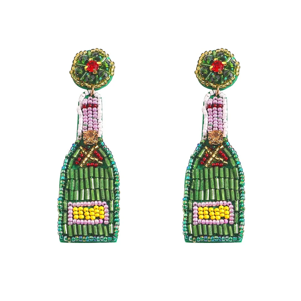Dvacaman Bohemian Colourful Weave Beaded Flower Statement Drop Earrings Women Ethnic Handmade Seed Beads Dangle Earrings Jewelry