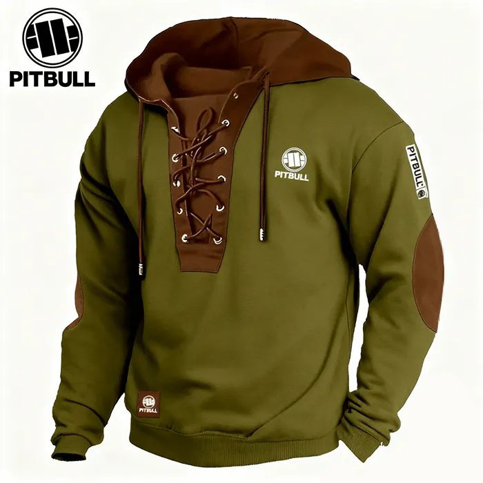 Męska koszula z długim rękawem i kapturem PITBULL&reg; z panelami i ściągaczem