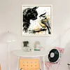 Black Cat And Sparrow-11CT Stamped Cross Stitch 40*40cm/15.75*15.75in