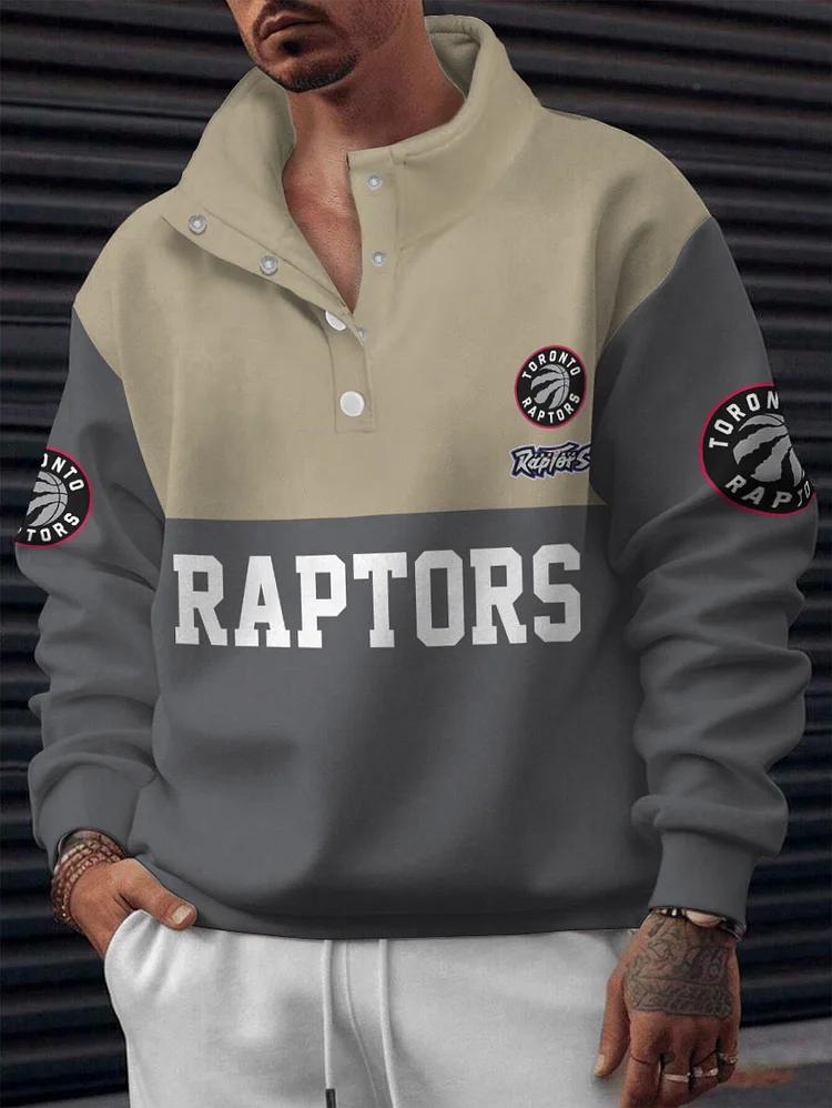 Toronto Raptors 2025 New Design Casual Snap Mockneck Pullover
