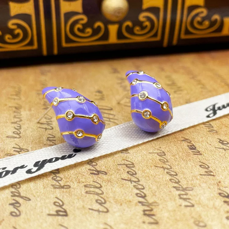 Droplet inlaid zirconium earrings