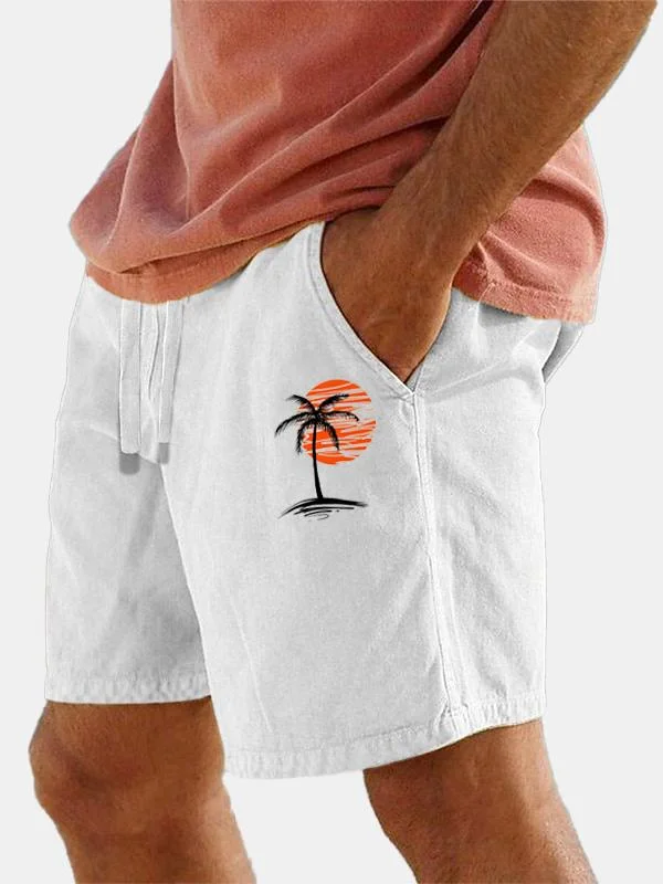 Men's Hawaiian Simple Coconut Sunset Print Shorts