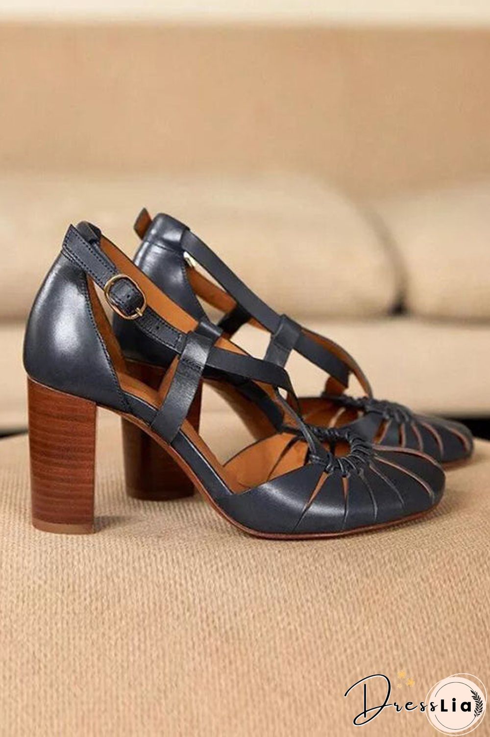 Multi Cross Strap Chunky High Heel Sandals