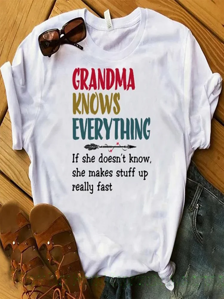 Mum Letter Crew Neck Short Sleeve Cotton-Blend T-Shirt