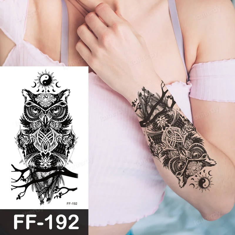 Sdrawing Animal Temporary Tattoo Sticker Black Lion King Wolf Tiger Men Body Art Painting Tattoo Fake Water Transfer Sexy Women