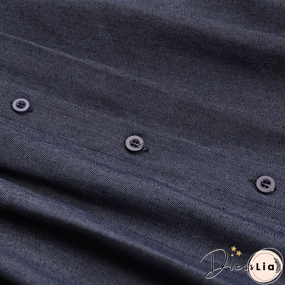 S-5Xl Ladies Denim Button Ruffle High Waist Long Skirt Dress Casual Elegant Loose Outwear A Line Dress Kleid