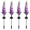 4Pcs Outdoor Solar Garden Lights Waterproof Led Violet Flower Shape Stake Light Reusable Violet Gardening Stake Lighting for Courtyard Landscape Lawn Light