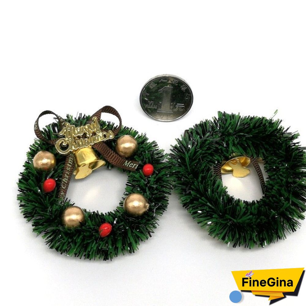 1Pc 1:12 Scale Dollhouse Mini Miniature Christmas Wreath Garland Christmas Ornaments Mini Decoration