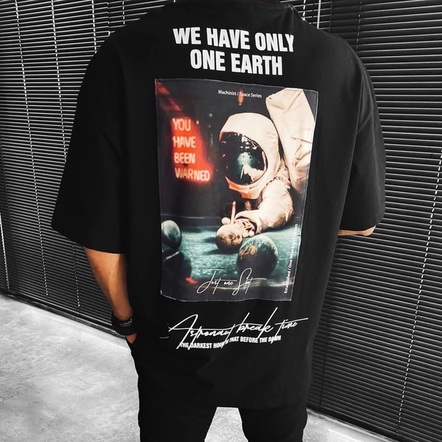 Astronaut Print Short-sleeved T-shirt / [blueesa] /