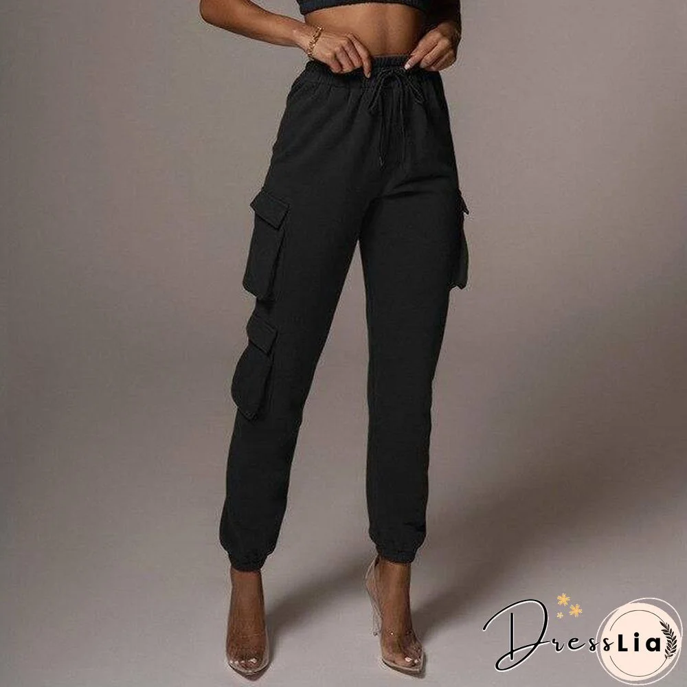 2 Piece Women Sports Casual Set Sweatshirt Crop Tops Pocket Sweatpants Baggy Pants Tracksuit Streetwear Joggers Summer Outfits