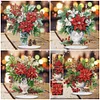 DIY Acrylic Special Shape Diamond Painting Poinsettia Flower Desktop Decor Kit