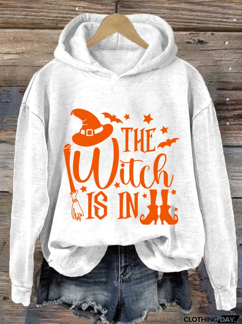 Women'S The Witch Is In Halloween Print Casual Hoodie