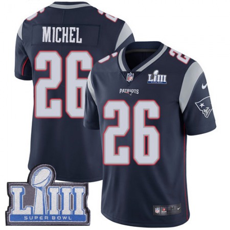 Men's New England Patriots #26 Sony Michel Navy Blue Super Bowl LIII Vapor Untouchable Limited Stitched NFL Jersey IUZE