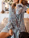 Loose Floral Printed Long Sleeves Maxi Dress