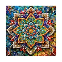 Turquoise Floral Mandala - Pearls Painting