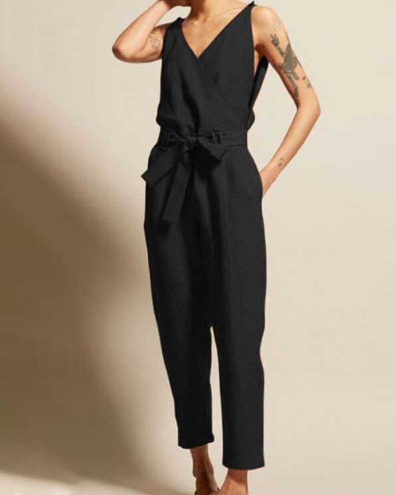 EJC V-Neck Short Sleeve Jumpsuit