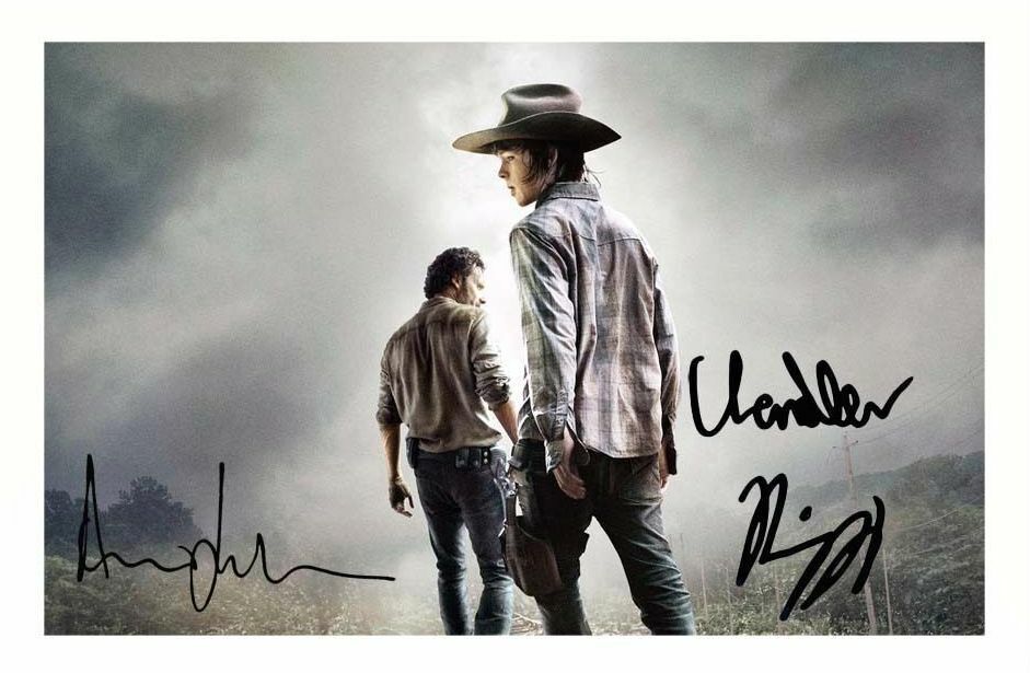 ANDREW LINCOLN & CHANDLER RIGGS - THE WALKING DEAD AUTOGRAPH SIGNED Photo Poster painting POSTER