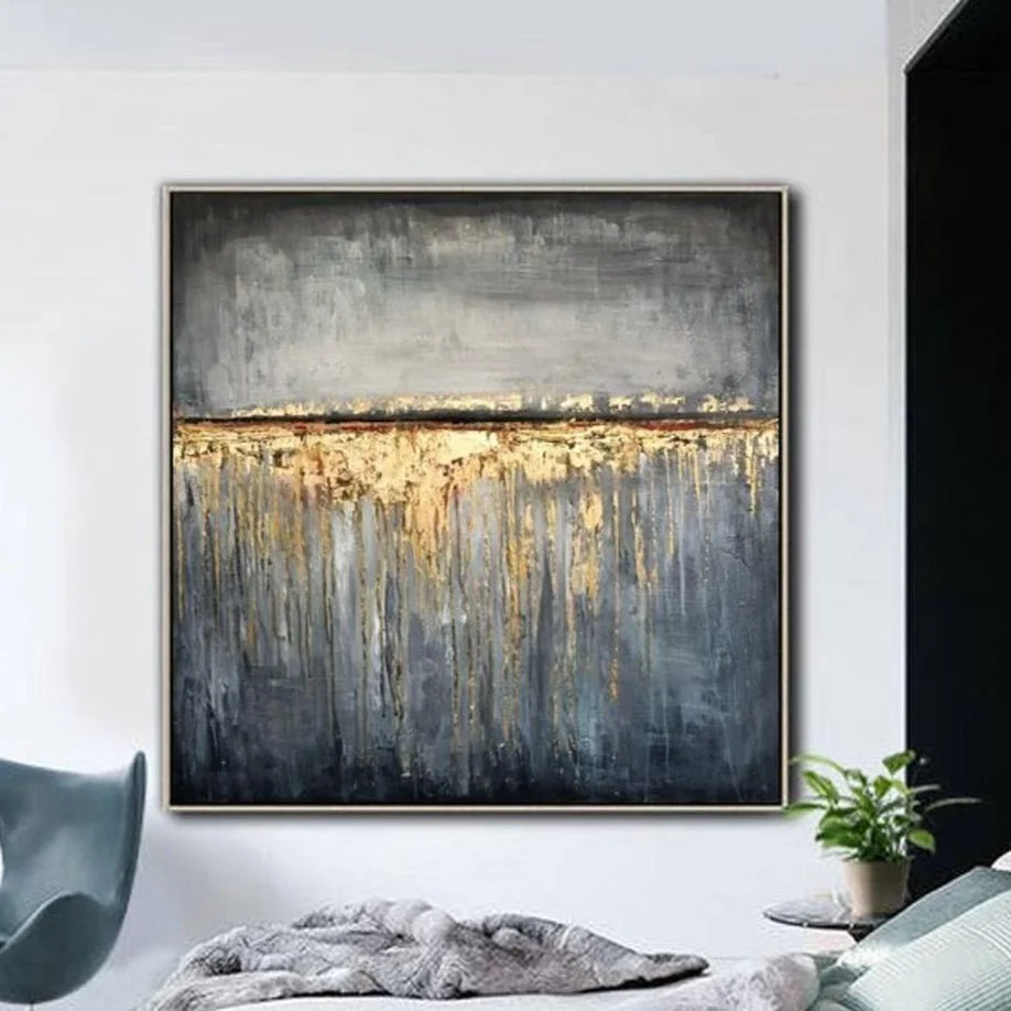 Large Original Abstract Oil Painting Modern Wall Art Contemporary Wall Decor | GOLD RAIN