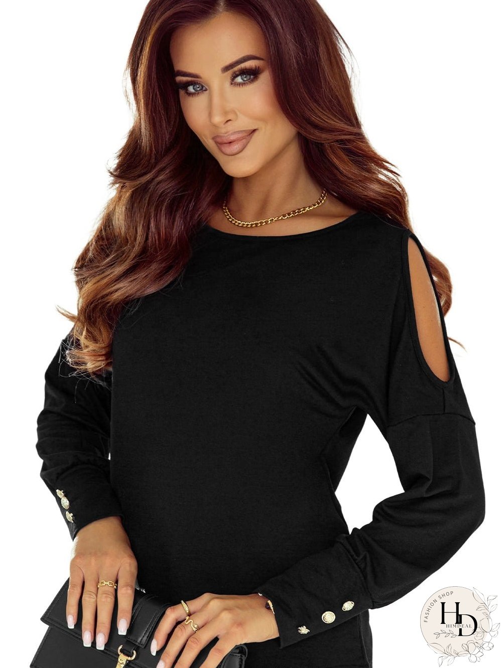 Stylish Black Cold Shoulder Top