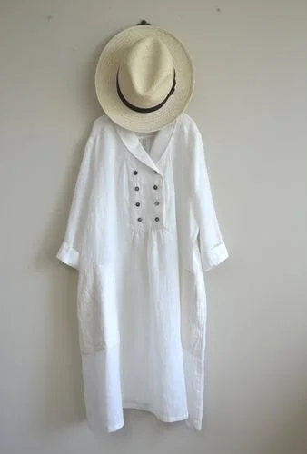 Cotton Blended Round Neck Dress