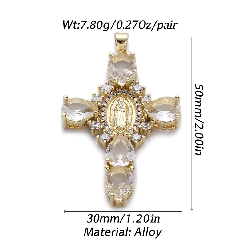 1 Piece Copper Zircon Cross Pendant