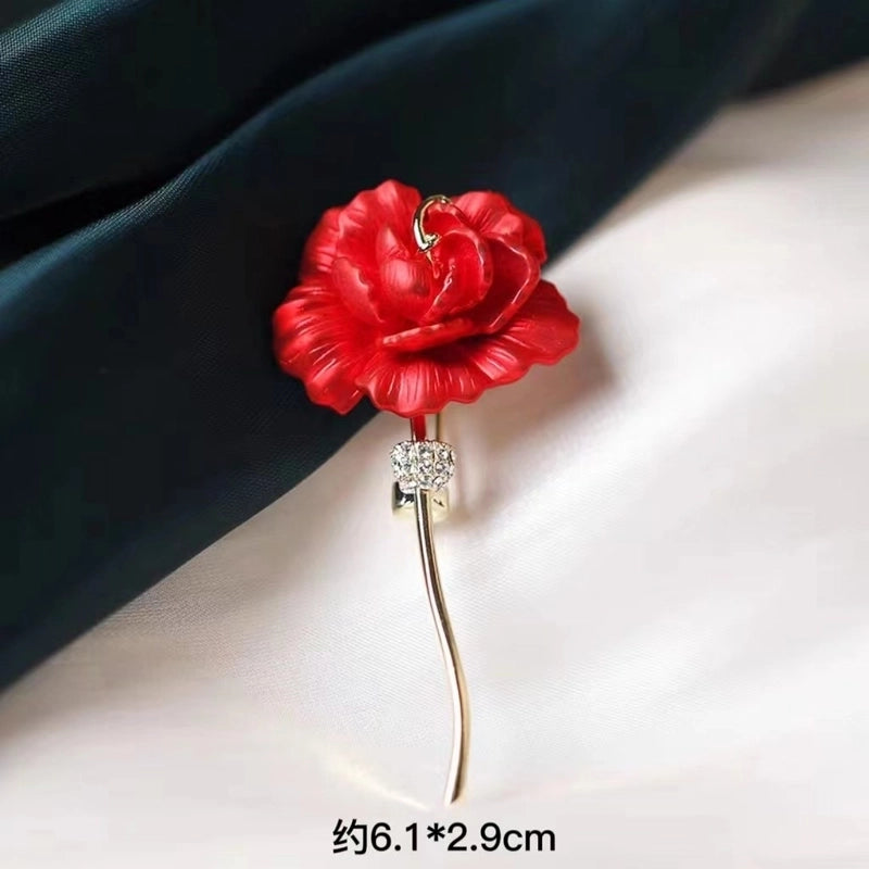 Elegant Minimalist Pin Rose Flower Alloy Plating Women’s Brooches