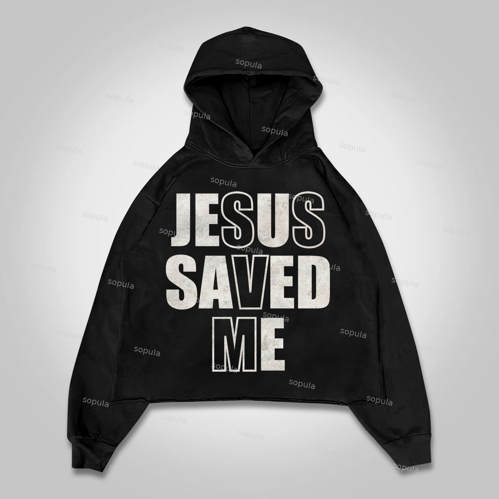 Sopula Jesus Saved Me Print Crop Hoodie - SOPULA