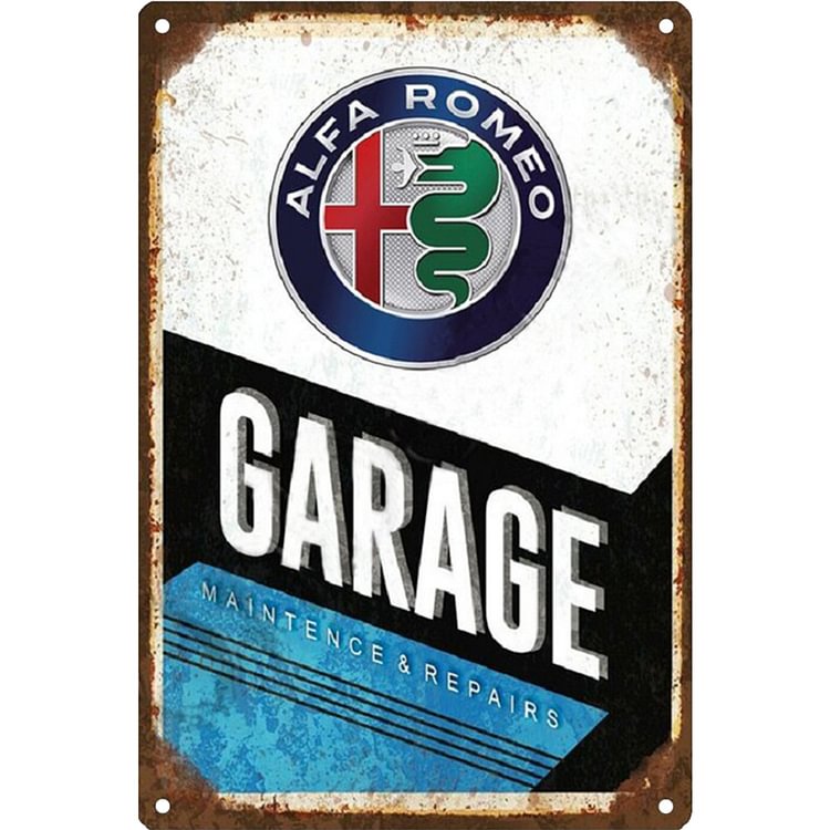 Alfa Romeo Garage - Vintage Tin Signs/Wooden Signs - 7.9x11.8in & 11.8x15.7in