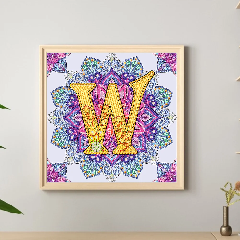 Special Shape Diamond Painting 30*30cm - W Letter Mandala
