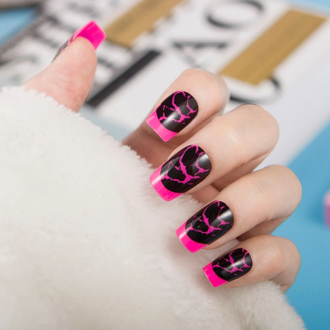 24pcs/set Fashion Acrylic Full Cover Fake Nails 10 Sizes Press on Nails Designs French False Nail Art Tips 278 Fingernail Tips-Nail Inspo