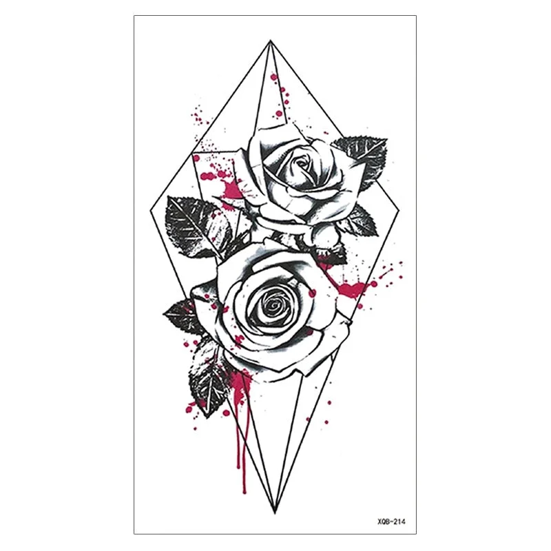 Waterproof Temporary Tattoo Sticker Snake Flower Rose Flash Tattoos Lace Fox Lion Bird Body Art Arm Skull Fake Sleeve Tattoo