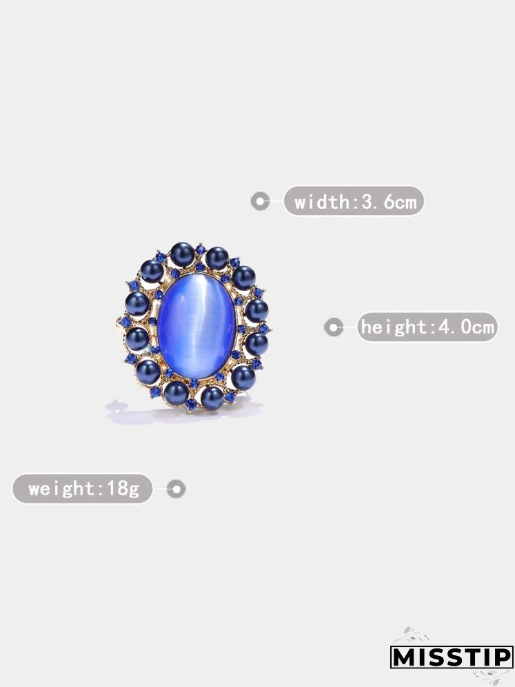 Rhinestone Decor Oval Design Brooch