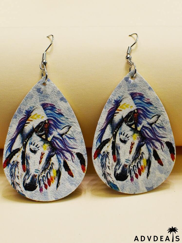 Horse Pattern Water-drop Earrings
