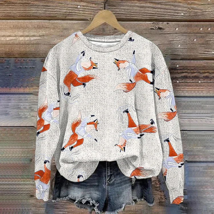 Langärmliges Damen-Sweatshirt mit süßem Animal-Print