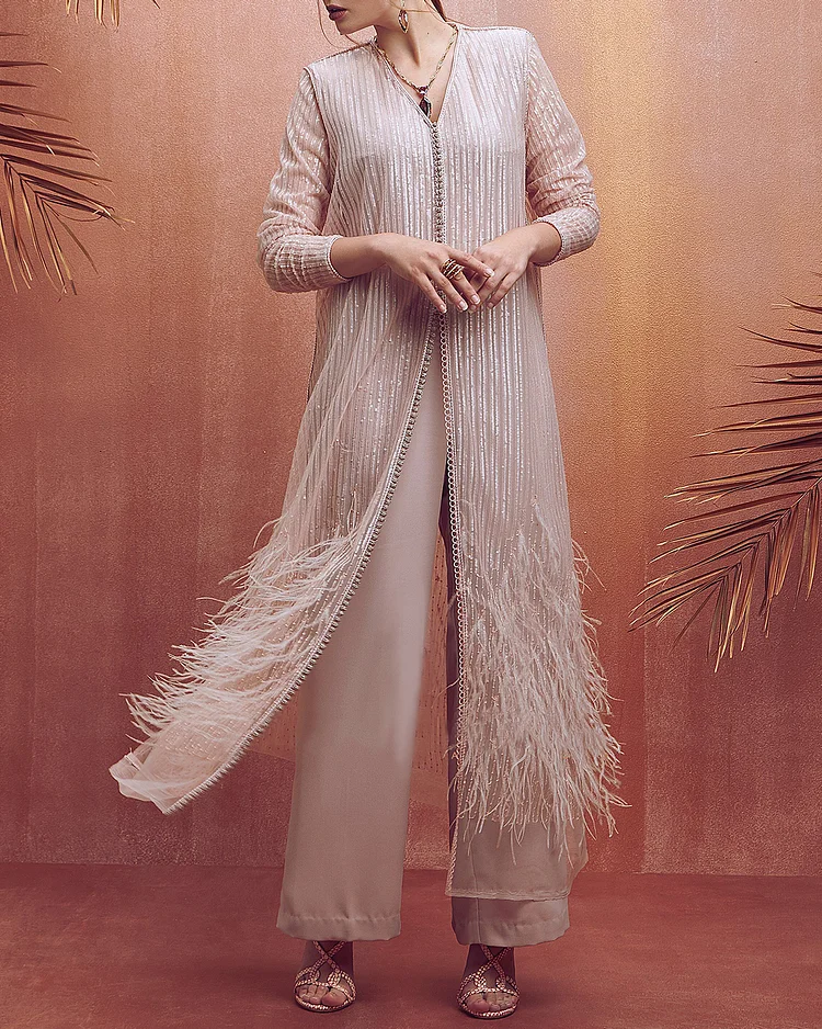 Multicolor glossy tassel two-piece set