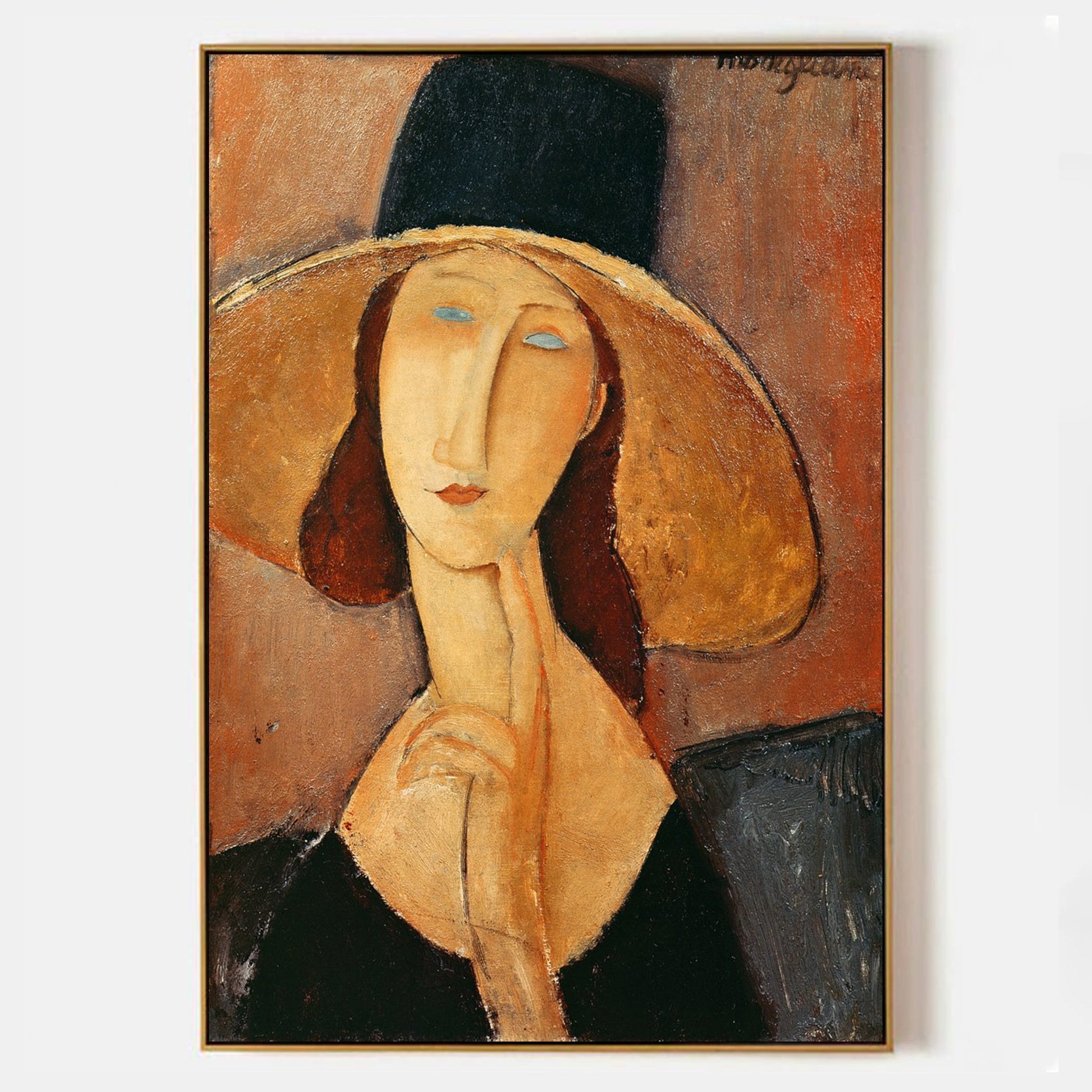 Arabelart Portrait of Jeanne Hebuterne in a Large Hat - Famous Art Reproduction