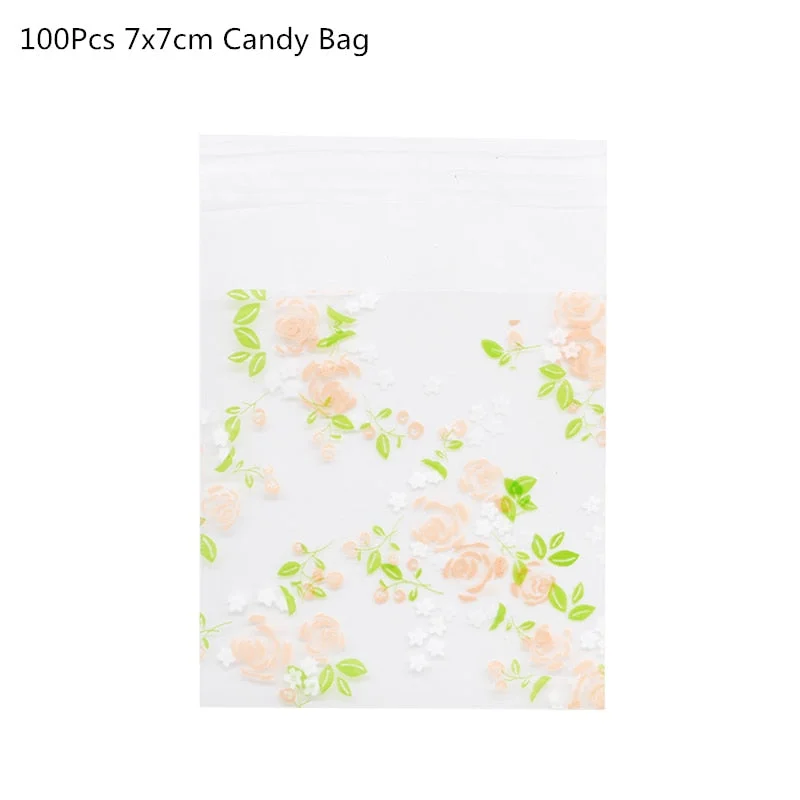 100Pcs Plastic Bags Thank you Cookie&Candy Bag Self-Adhesive For Wedding Birthday Party Gift Bag Biscuit Baking Packaging Bag