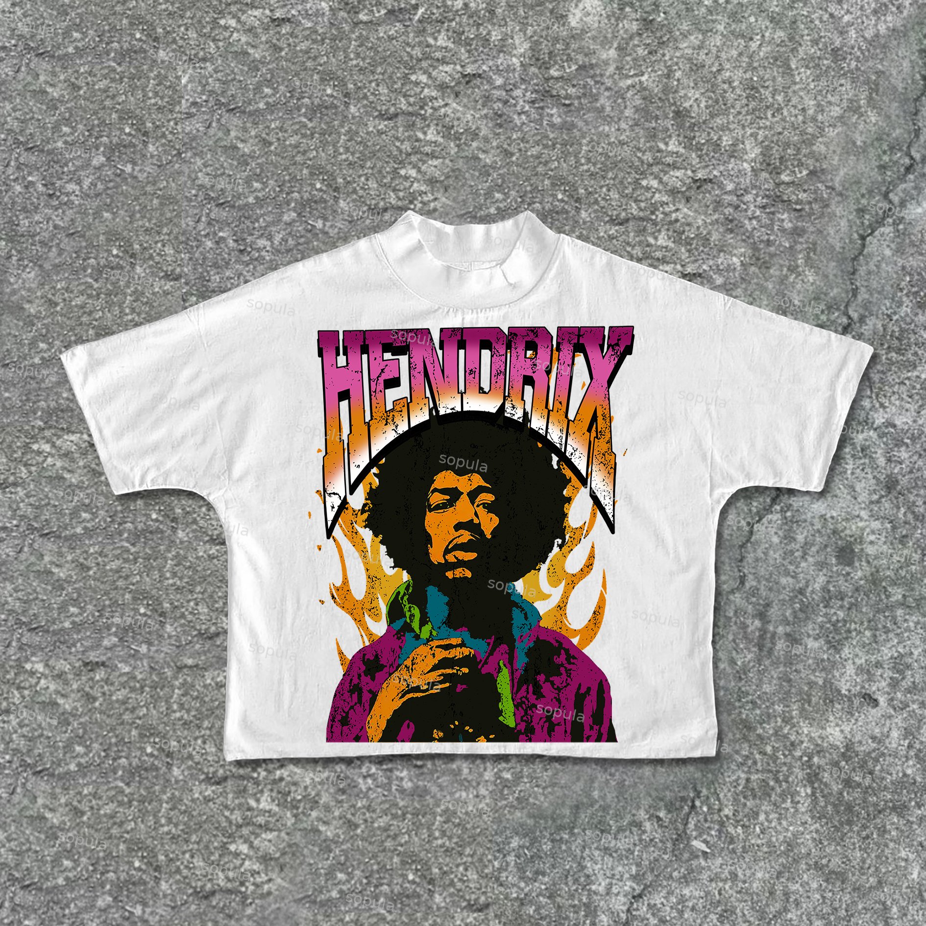 Sopula Jimi Hendrix Print Cropped T-Shirts - SOPULA