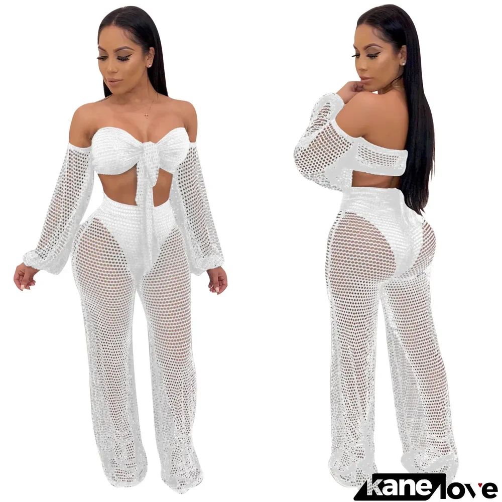 Hollow Out Sexy Bra Top and Loose Pants