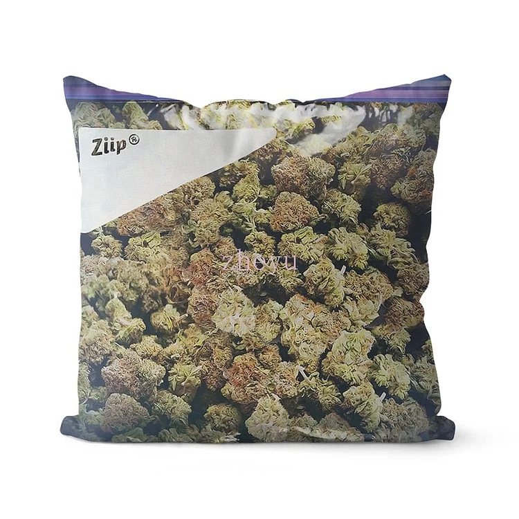 ZENGIA Weed Zip Lock Extra Large Dank Throw Pillow Case, 16x16in, 18x18in, Decorative Pillow Cover Cushion Cover