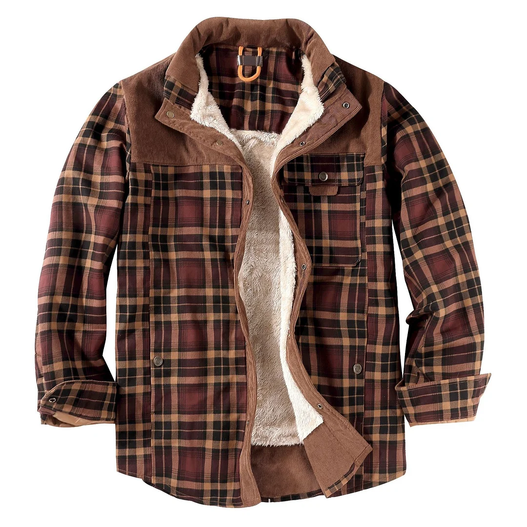 Men's  Winter Plaid Sherpa Lined Jacket