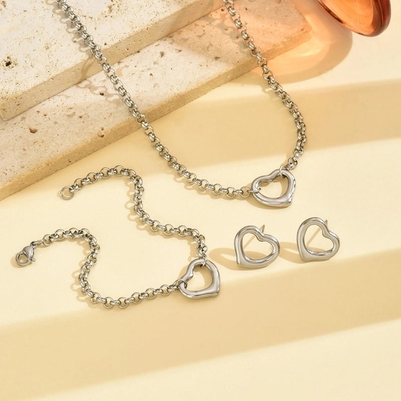 Vintage Style Classic Style Heart Shape 304 Stainless Steel Bracelets Earrings Necklace