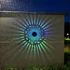 Solar Elegant Flower Wall Lights Waterproof Decorative Pathway Light 7-Color Changing Metal Projector Lamps for Backyards/Patio/Porch
