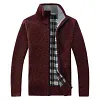 Men's Thickened Casual Fleece Loose Stand Collar Knit Cardigan Sweater Jacket Coat
