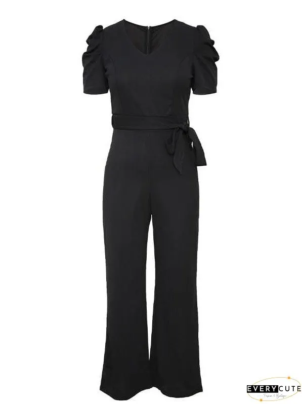 Chic V-neck Short-sleeved Jumpsuit